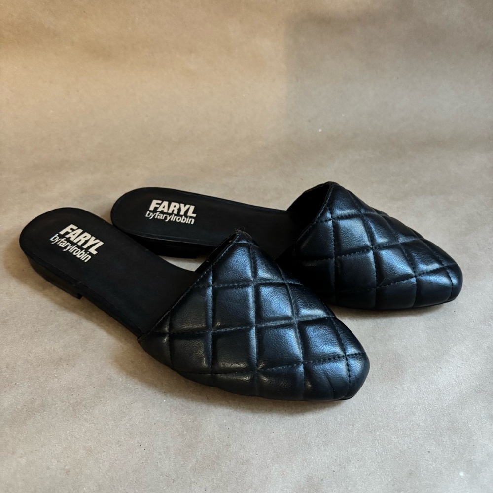 Farylrobin Black Quilted Mules